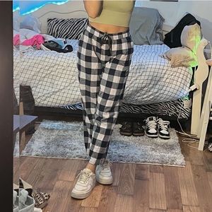 blue plaid pajama pants